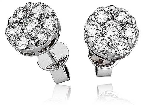 1.50ct Classic Round Diamond Cluster Earrings W