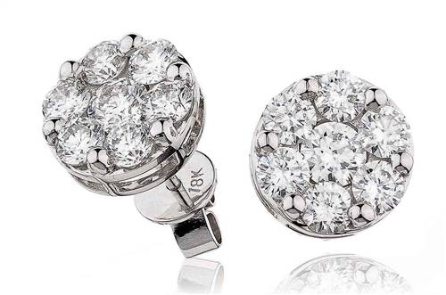 2.00ct Classic Round Diamond Cluster Earrings W