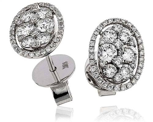 Modern Round Diamond Cluster Earrings W
