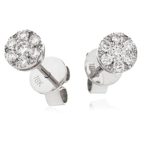 0.35ct Classic Round Diamond Cluster Earrings W