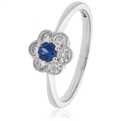 0.50ct Blue Sapphire & Diamond Halo Ring W