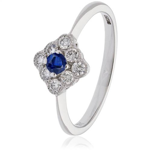 0.40ct Blue Sapphire & Diamond Halo Ring W