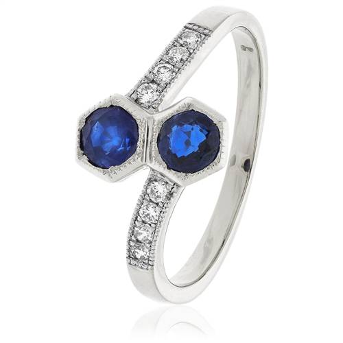 0.85ct Blue Sapphire & Diamond Cocktail Ring W