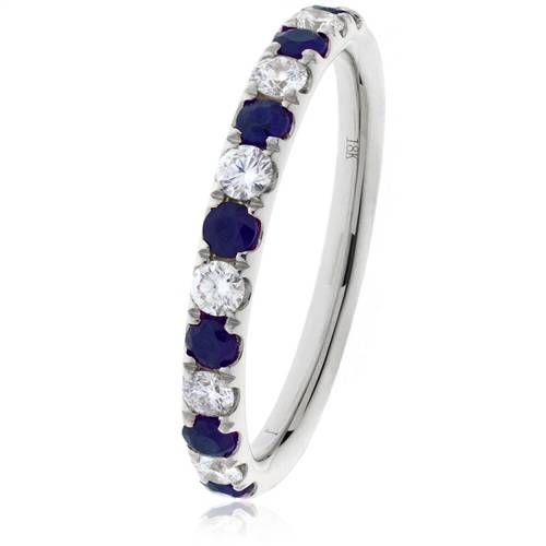 0.80ct Blue Sapphire And Diamond Eternity Ring W