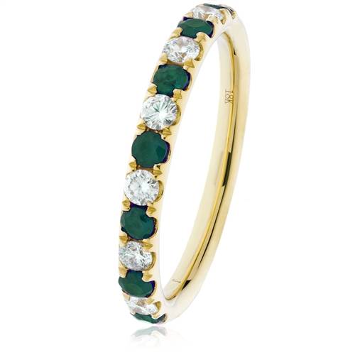 1.10ct Green Emerald And Diamond Eternity Ring Y