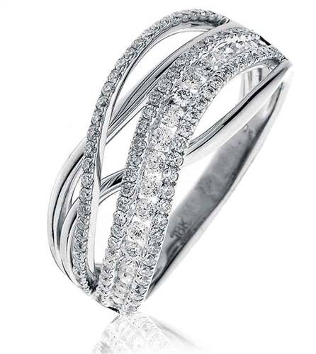 0.60ct Elegant Round Diamond Cross Over Dress Ring P