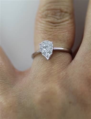 0.30ct Pear Shaped Round Diamond Cluster Ring W