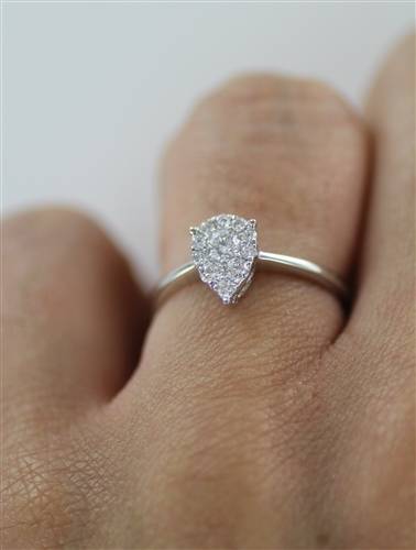 0.30ct Pear Shaped Round Diamond Cluster Ring W