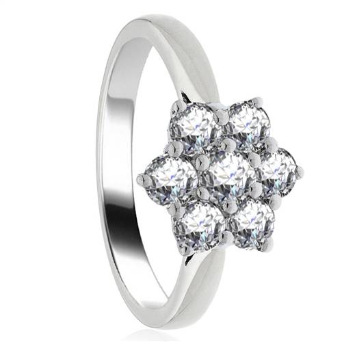 0.75ct Elegant Round Diamond Cluster Ring W