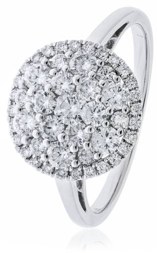 0.90ct Elegant Round Diamond Cluster Ring P