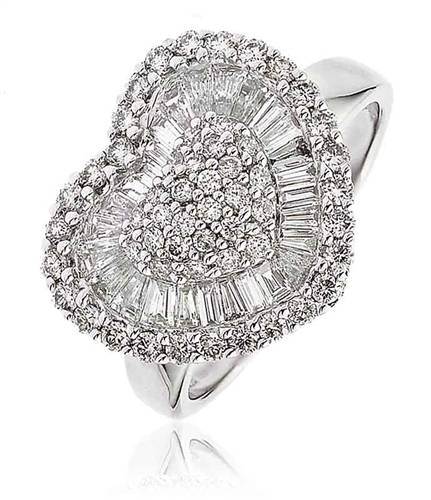 1.40ct Elegant Diamond Cluster Heart Dress Ring P