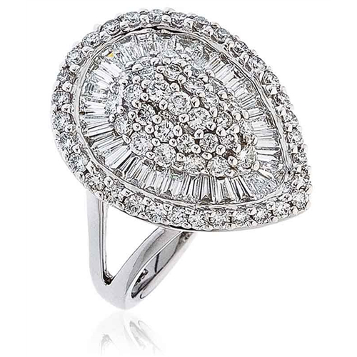 2.00ct Elegant Diamond Pave Pear Shaped Dress Ring W