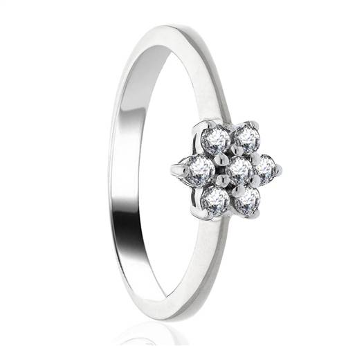 0.25ct Modern Flower Round Diamond Cluster Ring P