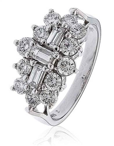 1.50ct Elegant Round & Baguette Diamond Dress Ring P