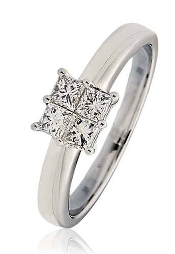 0.50ct Elegant Princess Diamond Cluster Ring P