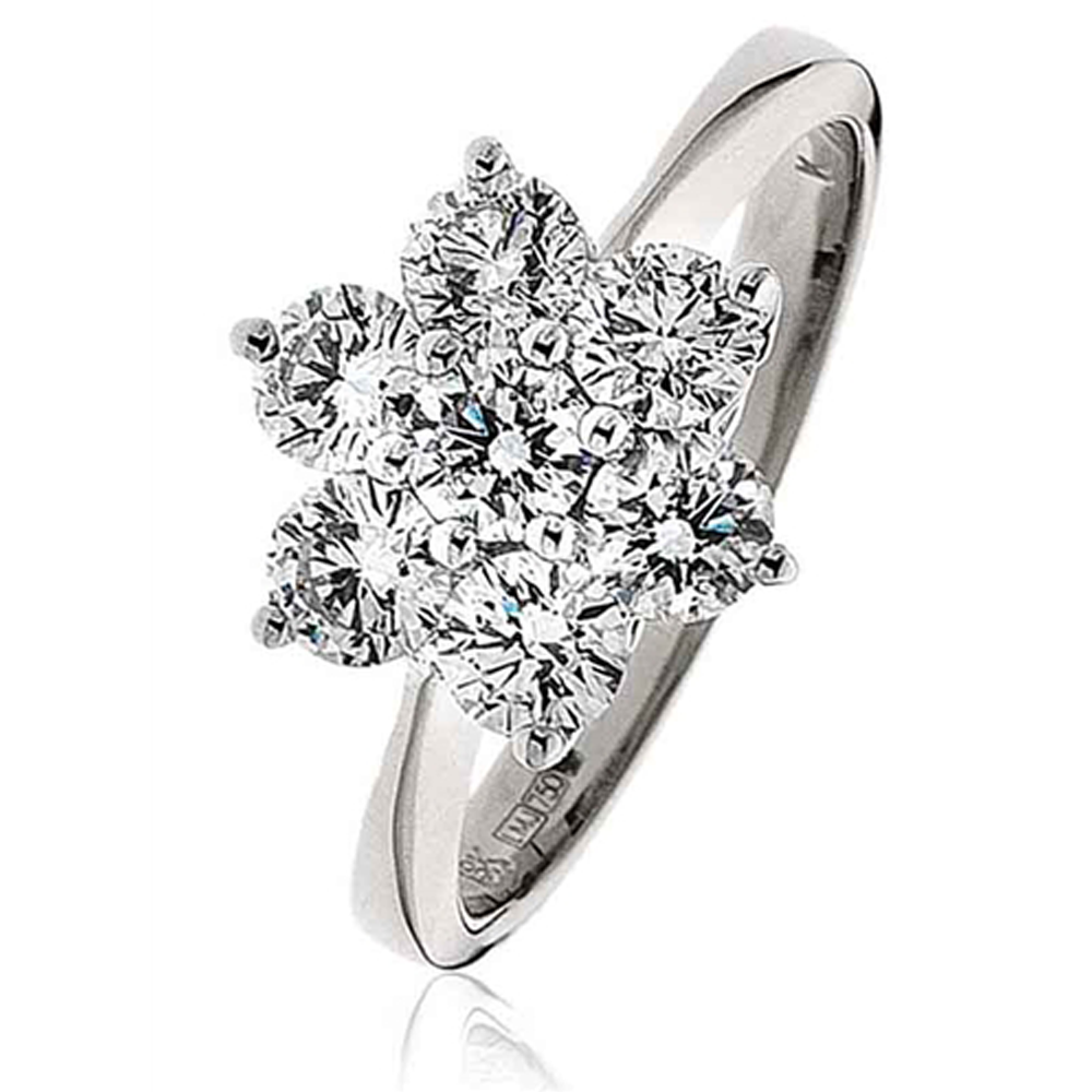 2.00ct Modern Flower Round Diamond Cluster Ring W