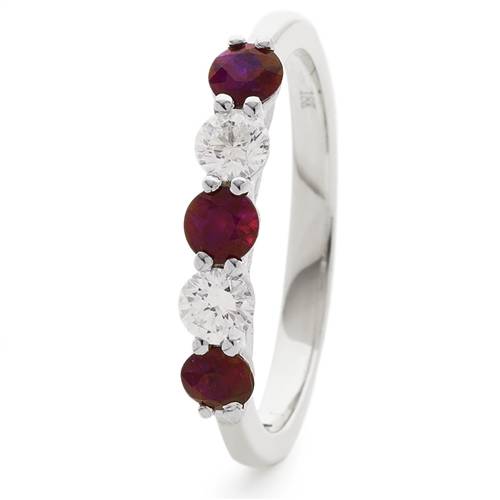 0.50ct Red Ruby And Diamond Eternity Ring W