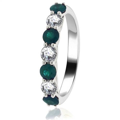 0.80ct Green Emerald And Diamond Eternity Ring W