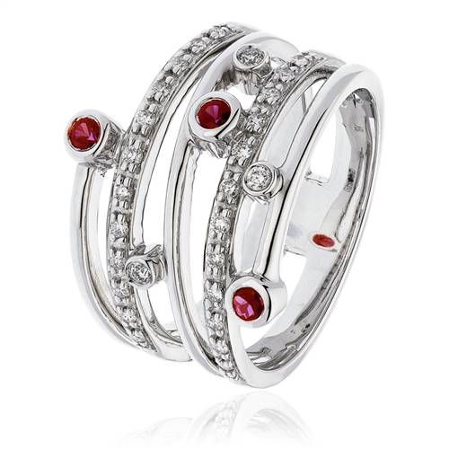 0.60ct Red Ruby & Diamond Dress Ring W