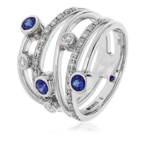 0.70ct Blue Sapphire & Diamond Dress Ring W
