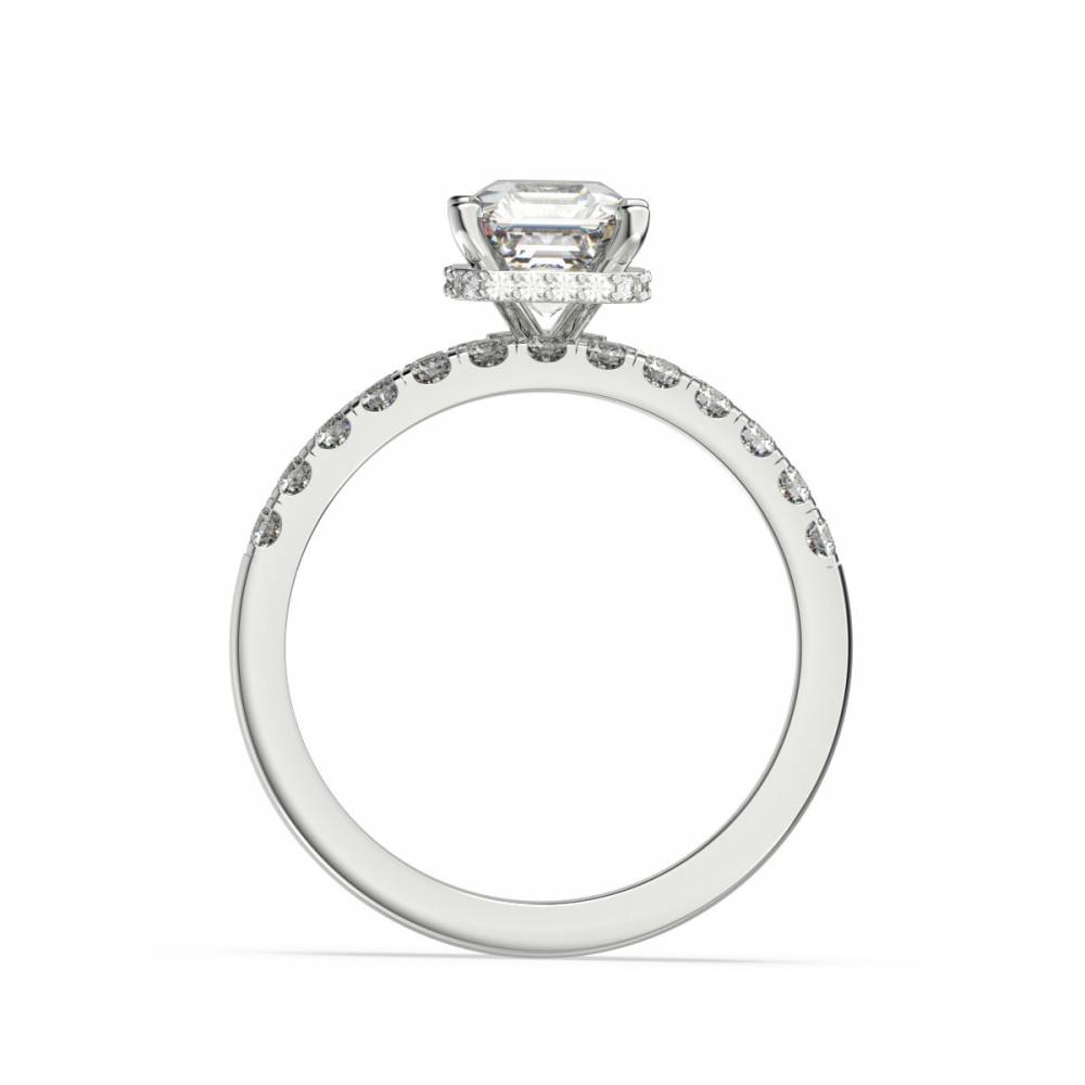 Asscher Diamond Halo Bridal Set W
