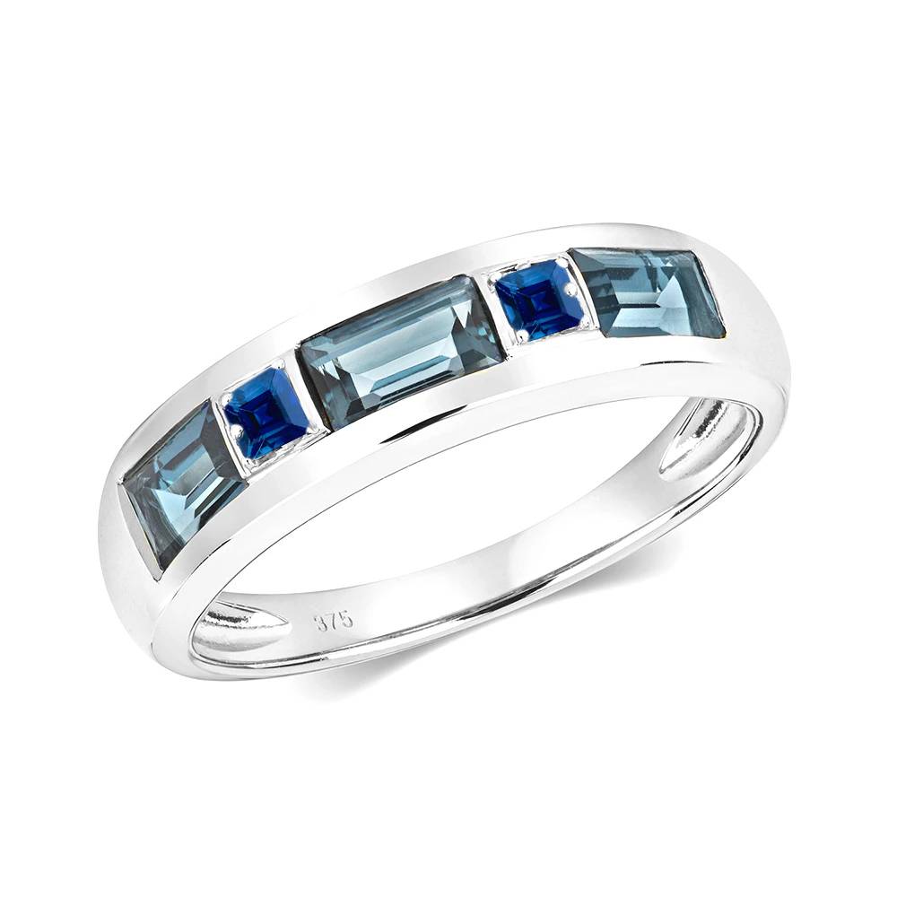 1.00ct Princess/Baguette Mens Blue Sapphire and Diamond Ring W