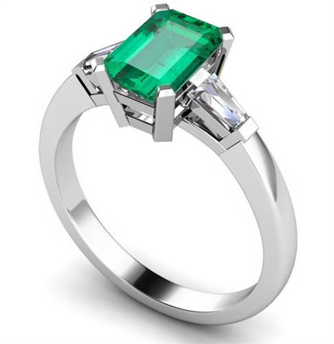 Emerald & Baguette Diamond Trilogy Ring
 W