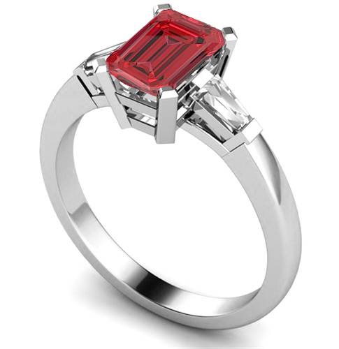 Pear Ruby Gemstone Diamond Ring P