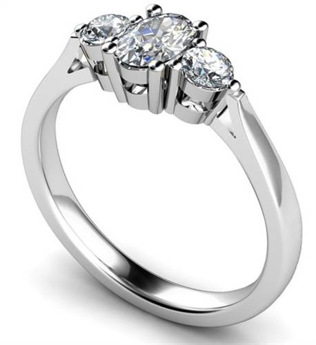 Classic Cushion And Round Diamond Trilogy Ring P