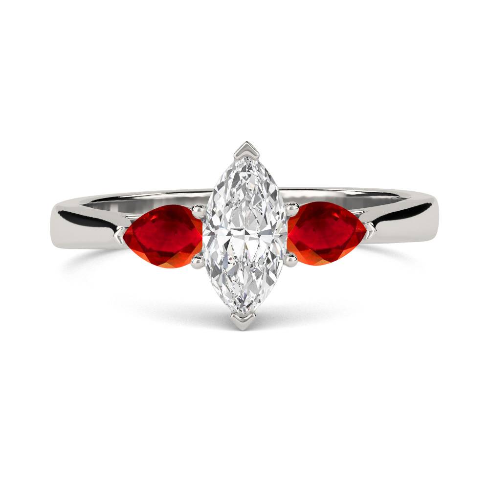 Marquise Diamond & Ruby Trilogy Ring P
