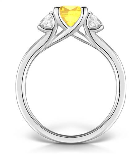 Yellow Cushion Diamond Trilogy Ring W