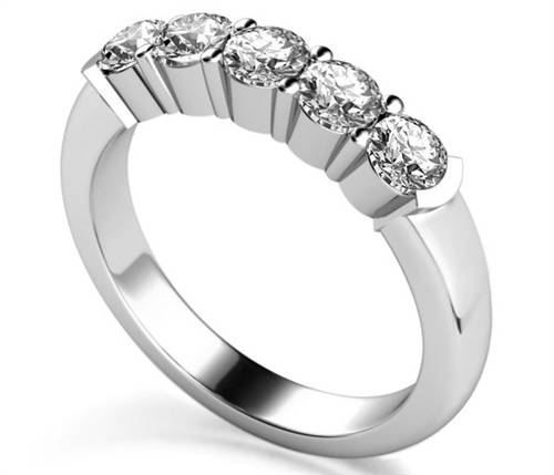 DHMT05097 5 Stone Round Diamond Half Eternity Ring W