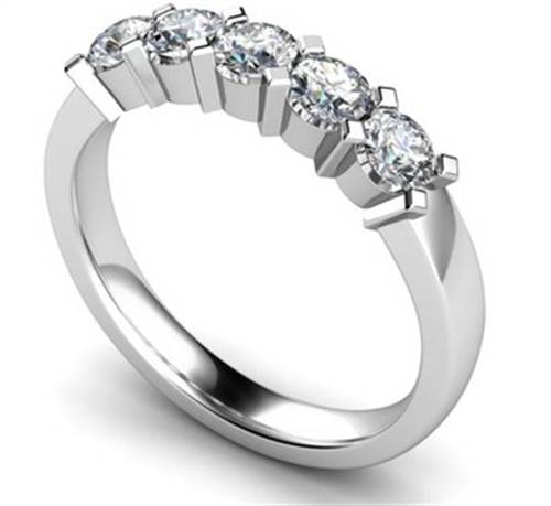 DHMT05100 5 Stone Round Diamond Half Eternity Ring W