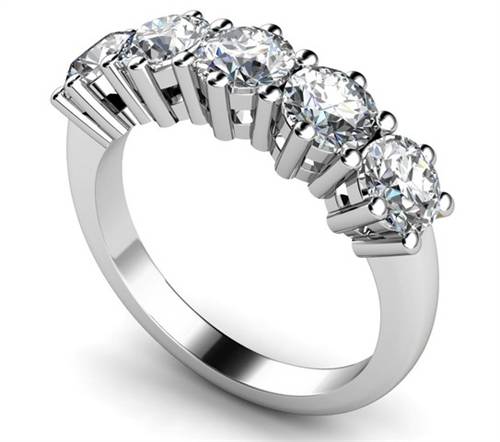 DHMT05103 5 Stone Round Diamond Half Eternity Ring P