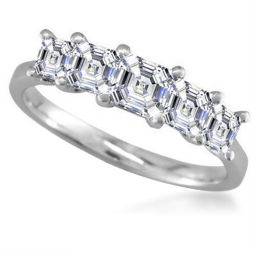 5 Stone Asscher Diamond Half Eternity Ring P