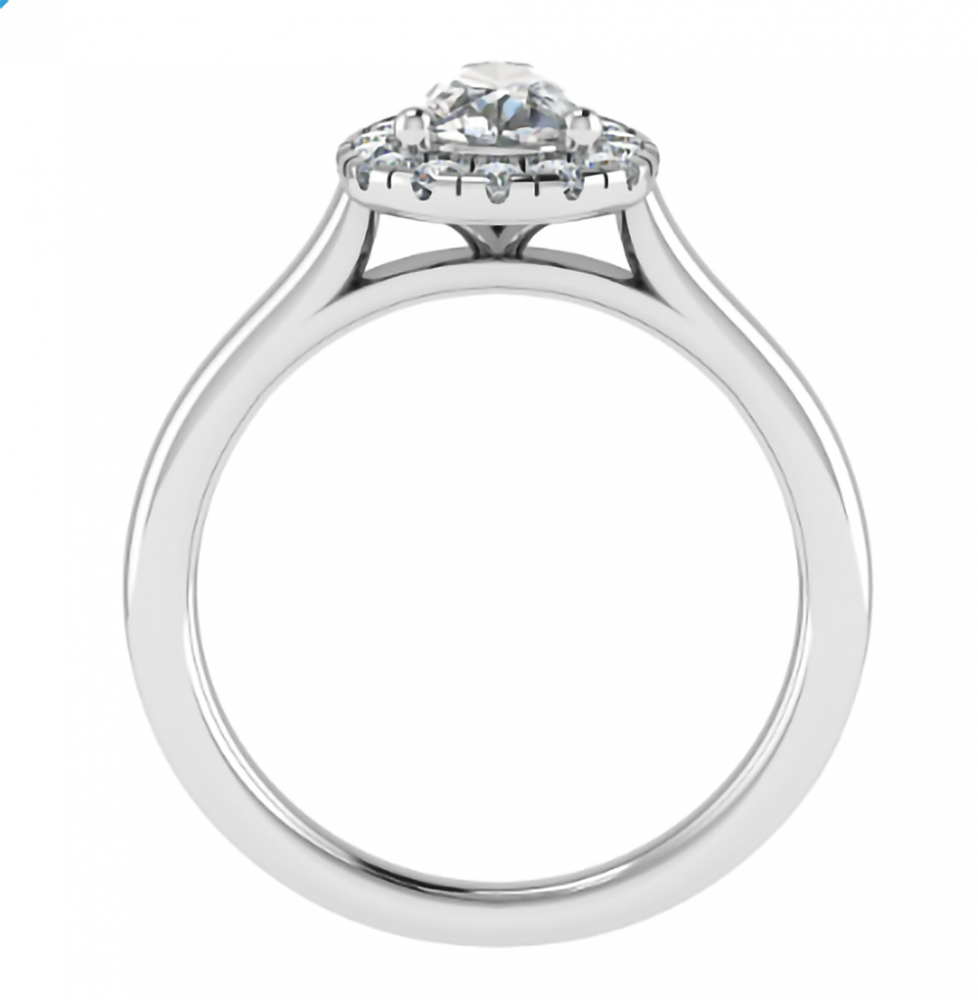Pear Diamond Single Halo Ring W