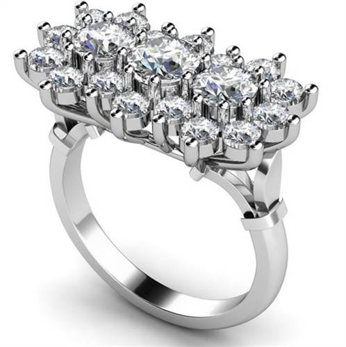 Round Diamond Cluster Ring W