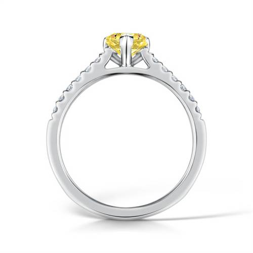 Fancy Yellow Heart Diamond Single Halo Shoulder Set Ring W