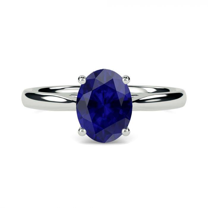 Fancy Blue Sapphire Oval Diamond Solitaire Ring P