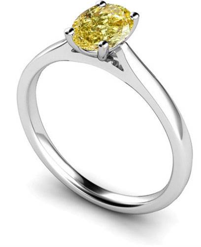Fancy Yellow Oval Diamond Solitaire Ring P