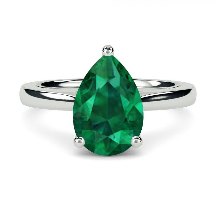 Fancy Emerald Green Pear Solitaire Ring P