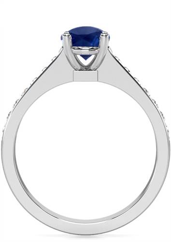 Oval Blue Sapphire & Diamond Halo Ring
 P