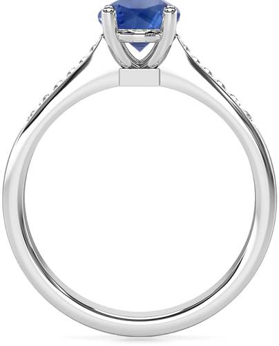 Oval Blue Sapphire & Shoulder Set Ring P