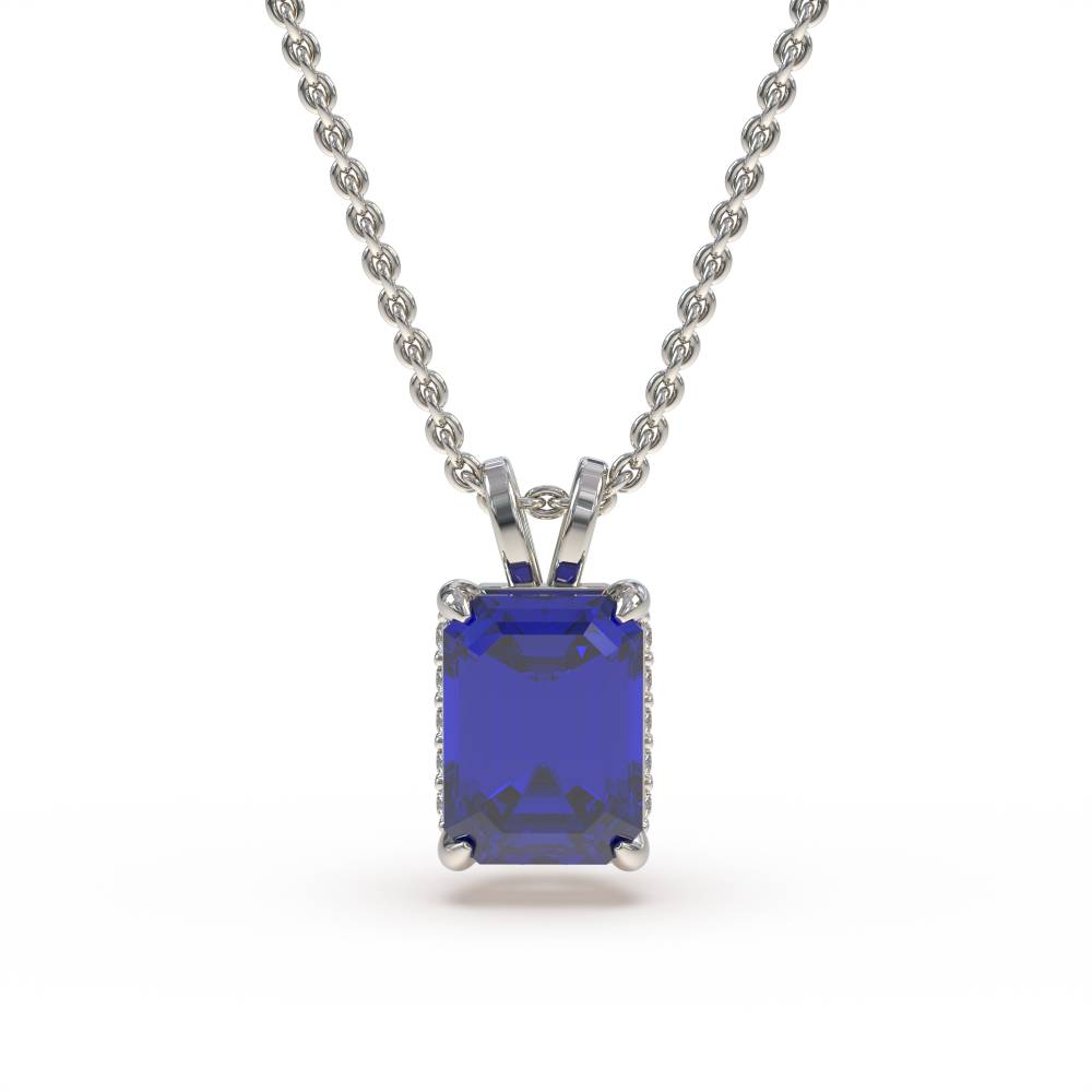 Emerald Blue Sapphire Diamond Pendant P