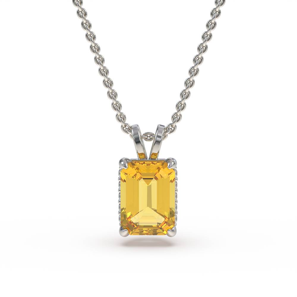 Emerald Yellow Diamond Solitaire Pendant P