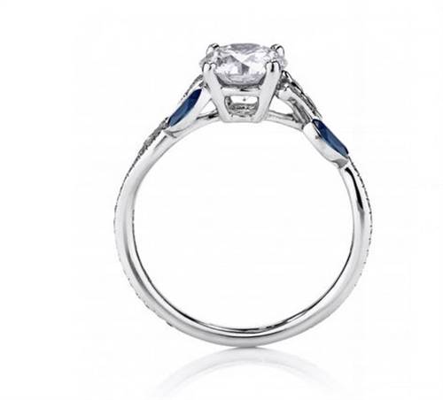 Blue Sapphire & Round Diamond Designer Vintage Ring W