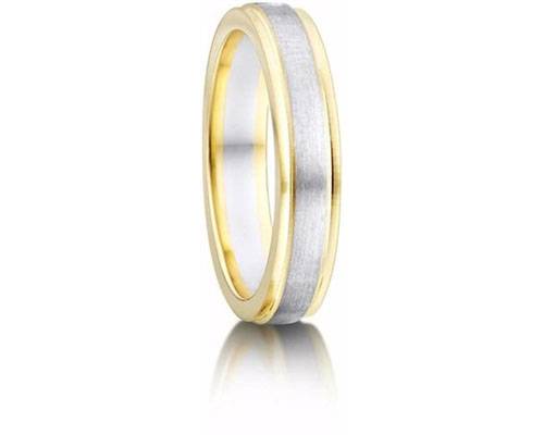 4mm Two Tone D Shape Wedding Ring Y