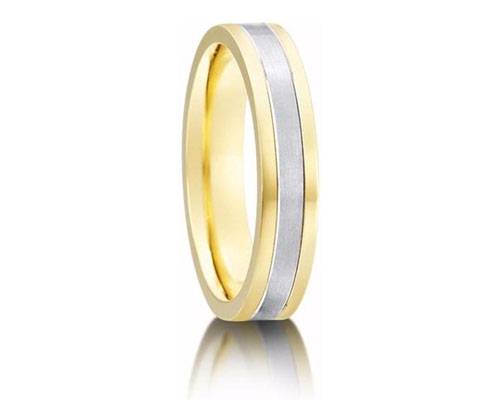 4mm Two Tone D Shape Wedding Ring Y