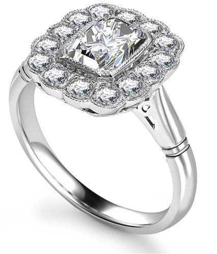 Emerald Diamond Milgrain Set Designer Ring P