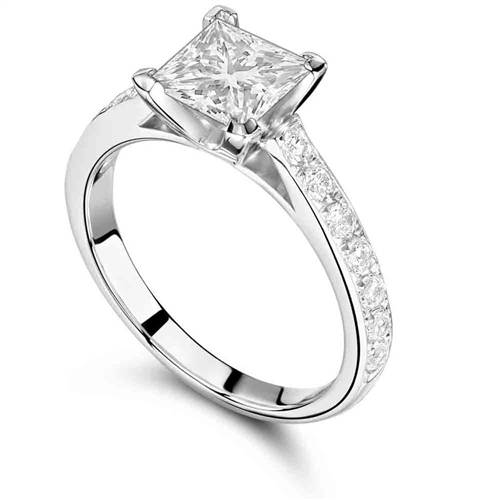 Classic Shoulder Set Diamond Engagement Ring P